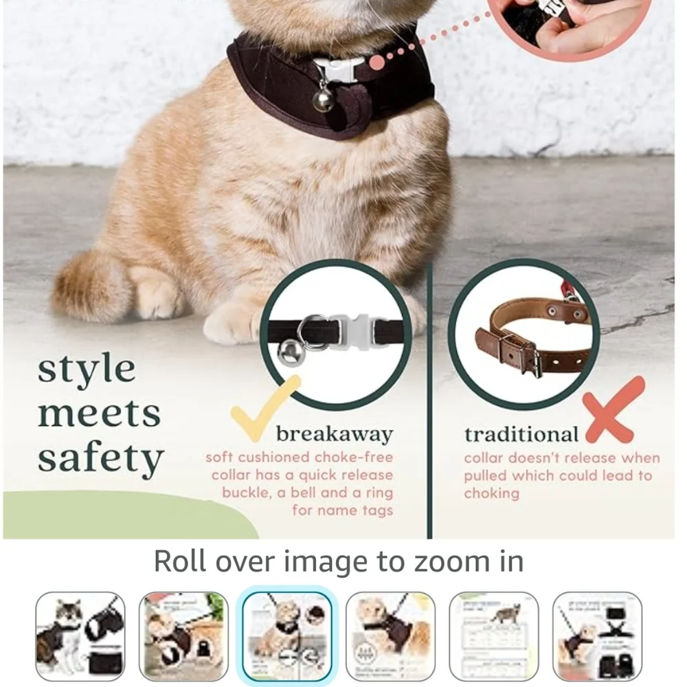 Large brown cat harness,collar and leash (7)